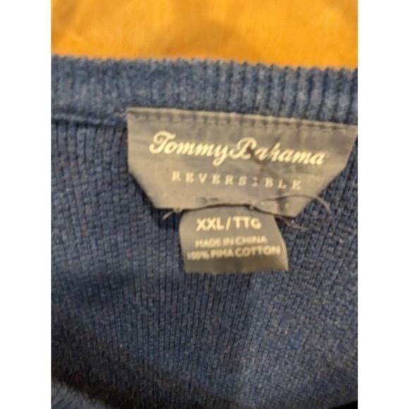 Tommy Bahama Men's bright blue‎ Reversible Crew V Neck Sweater XXL Pullover - Picture 3 of 3